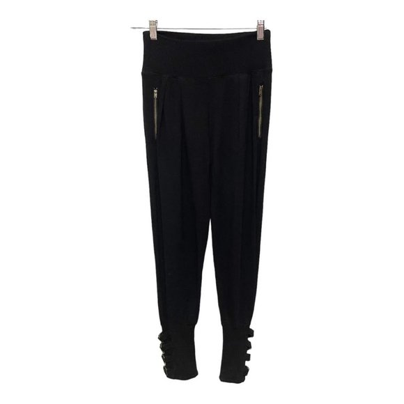 Free People Movement XS Mid-Rise Buckle Ankle Detail Black Pants - Picture 3 of 9